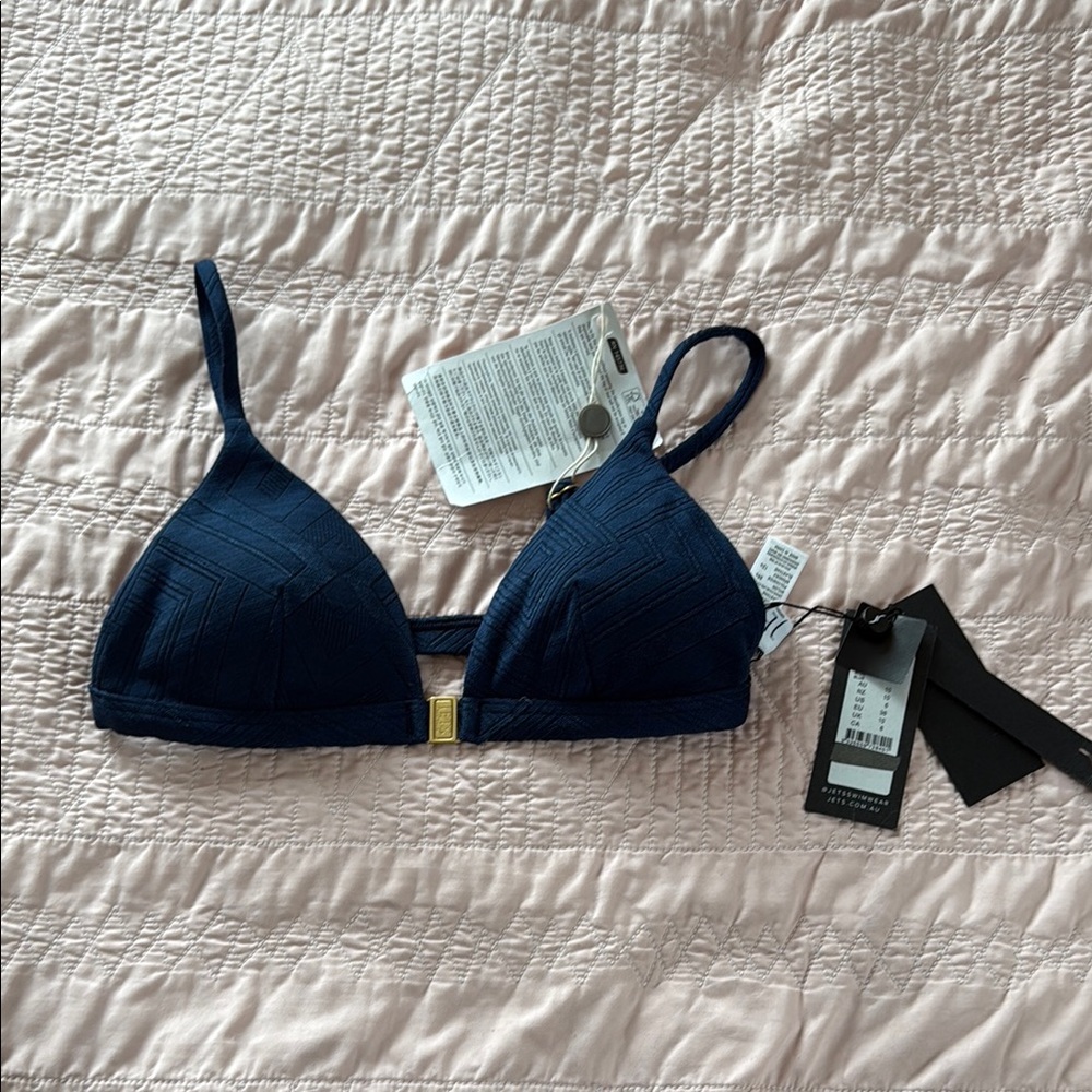 JETS swimwear Australia Blue Triangle Bralette with Thin Straps